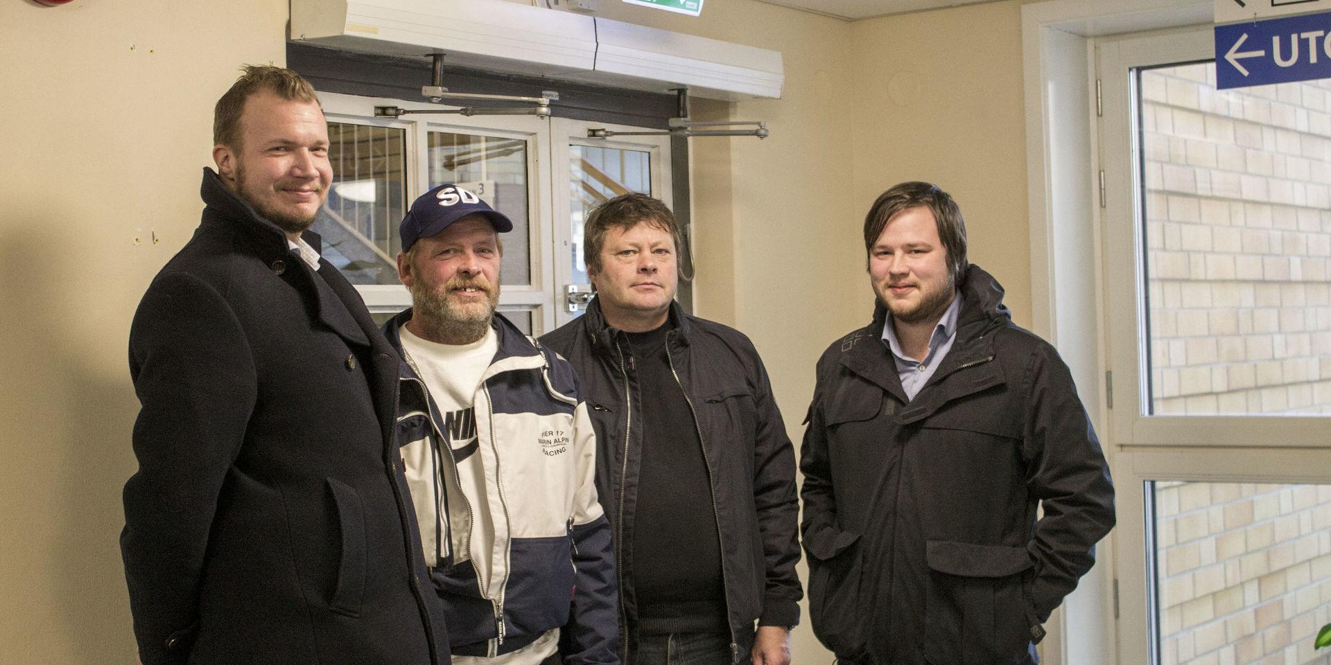 Sverigedemokraten Heikki Klaavuniemi, här tillsammans med partikamraterna Ulf Johansson, Sven Nilsson och Fredrik Eriksson på Strömstads sjukhus.