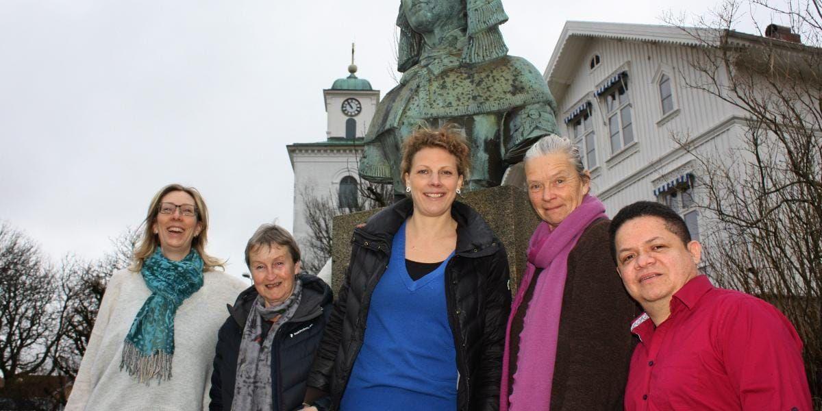 Peppade inför kvinnodagen. Susanne Hagen, José Palomino, Annika Wendler, Karin Björk och Karin Askberger.