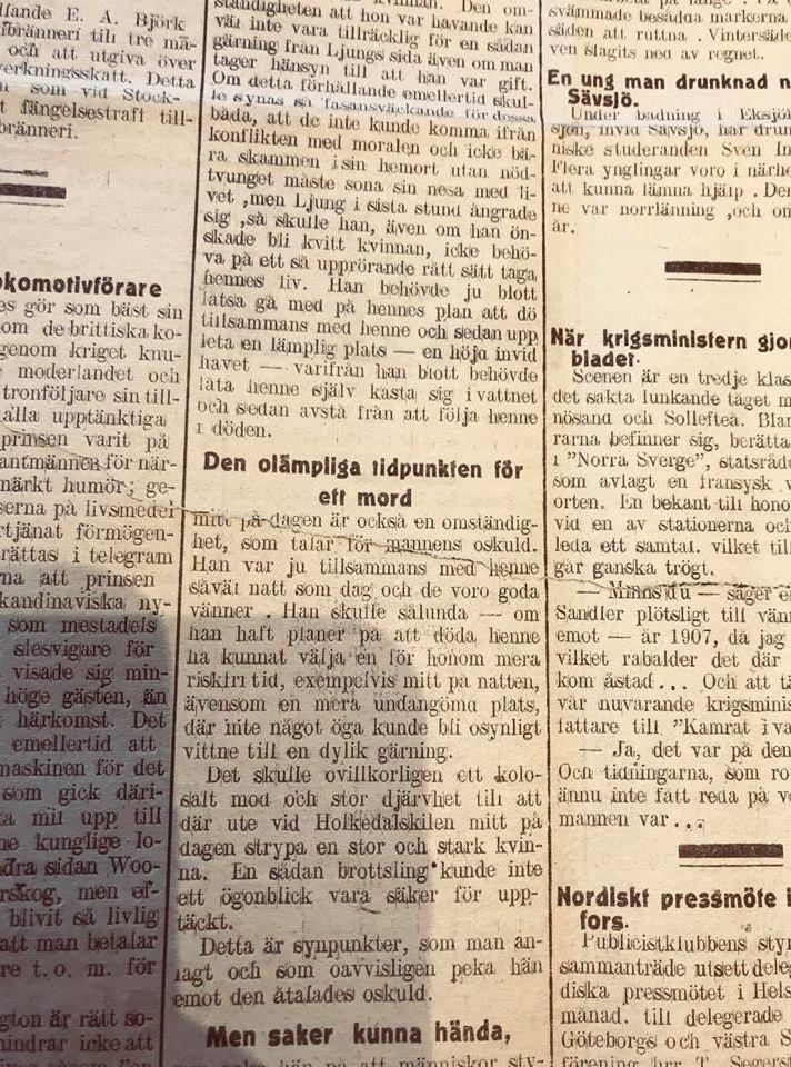 Tidningen Norra Bohuslän hade en spännande följetong under våren 1920 gällande mysteriet vid Holkedalskilen.