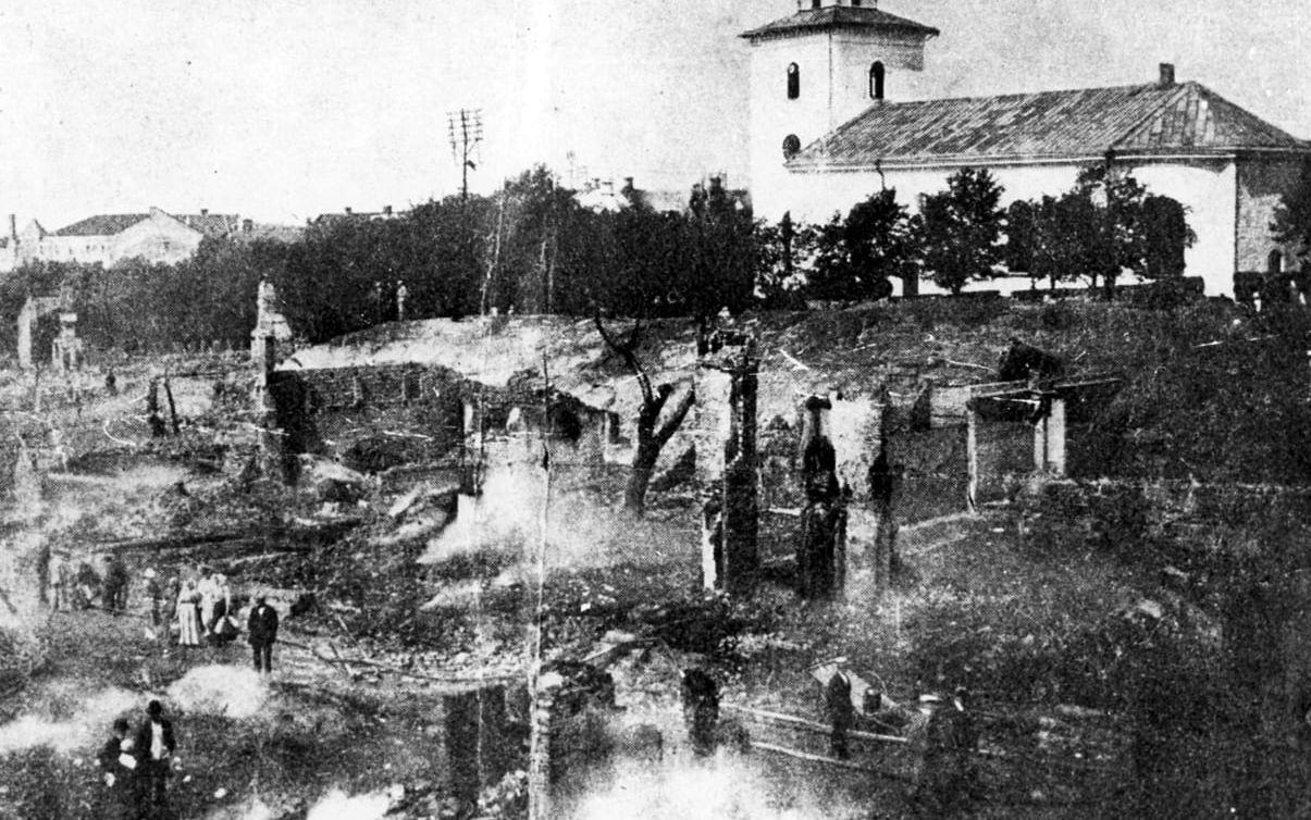 Resterna av stadsbranden 1920.