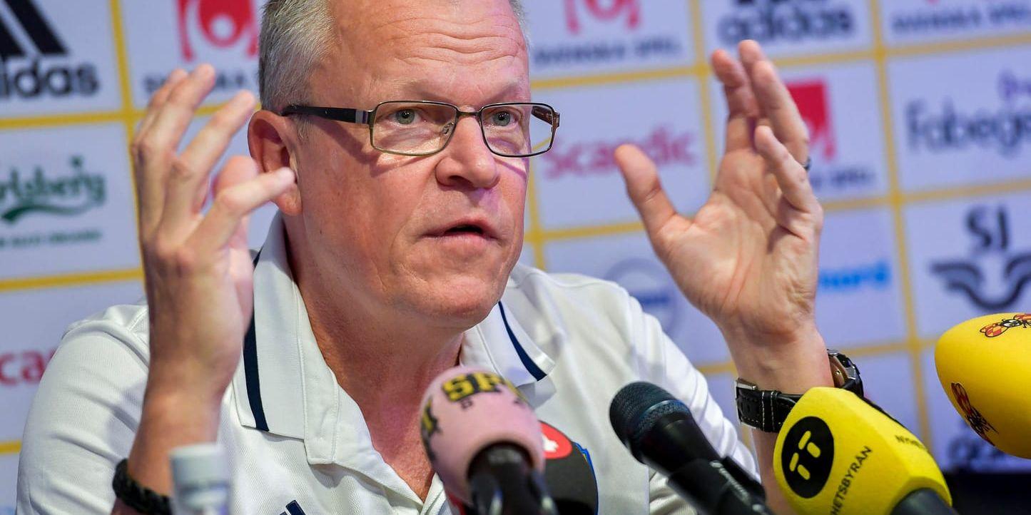 Förbundskapten Janne Andersson på presskonferensen inför Hollandsmatchen i förra veckan.