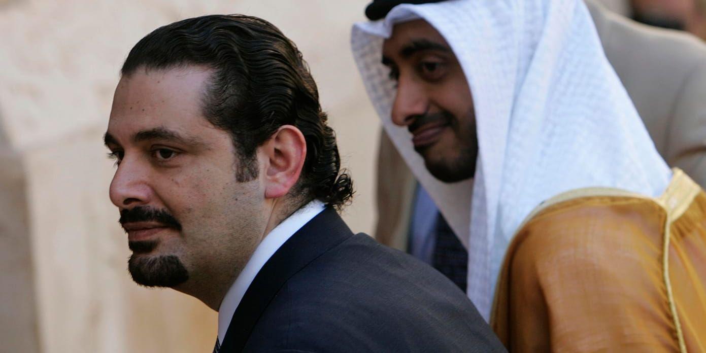 Libanons premiärminister Saad al-Hariri med Förenade arabemiratens utrikesminister Abdullah bin Zayed al-Nahyan. Arkivbild.