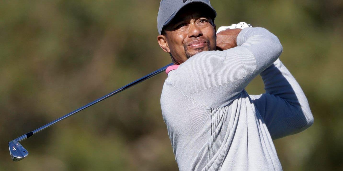 Tiger Woods vid senaste comebacken för snart ett år sedan. Arkivbild.