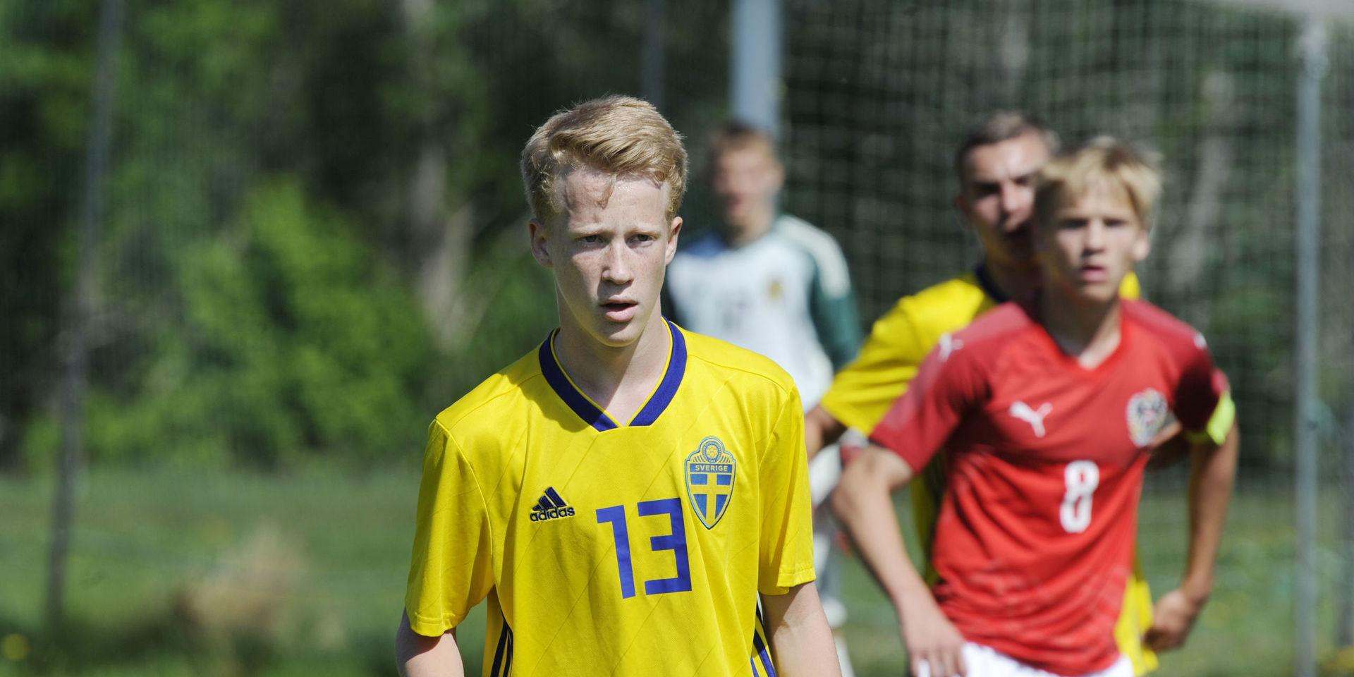 David Edvardsson när Sveriges P16-landslag mötte Österrike i Henån tidigare i år.