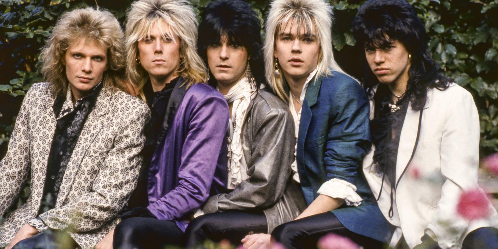 Tommy Nilsson, längst till väster, tillsammans med Freddie von Gerber, Kee Marcello, Chris Lynn och Alex Tyrone i rockgruppen Easy Action 1985. Arkivbild.