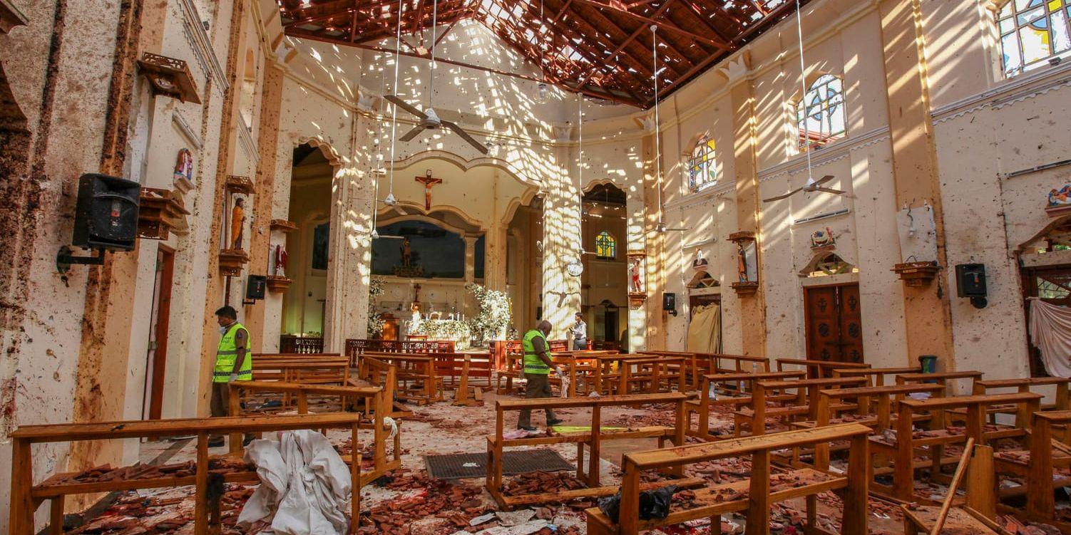 Kyrkan S:t Sebastian i Negombo några mil från huvudstaden är en av de drabbade kyrkorna.