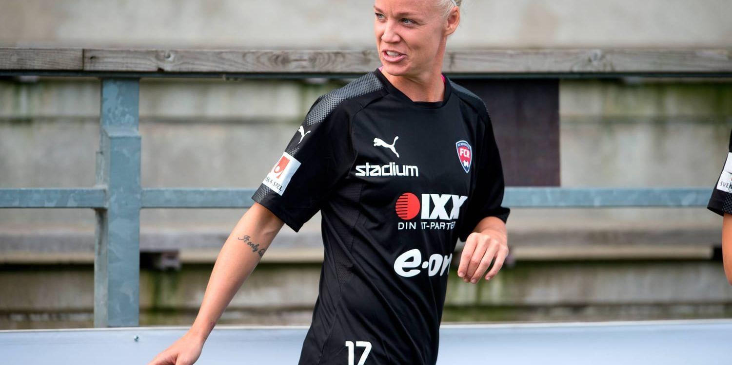 Caroline Seger under sitt första träningspass med sin nya klubb FC Rosengård.