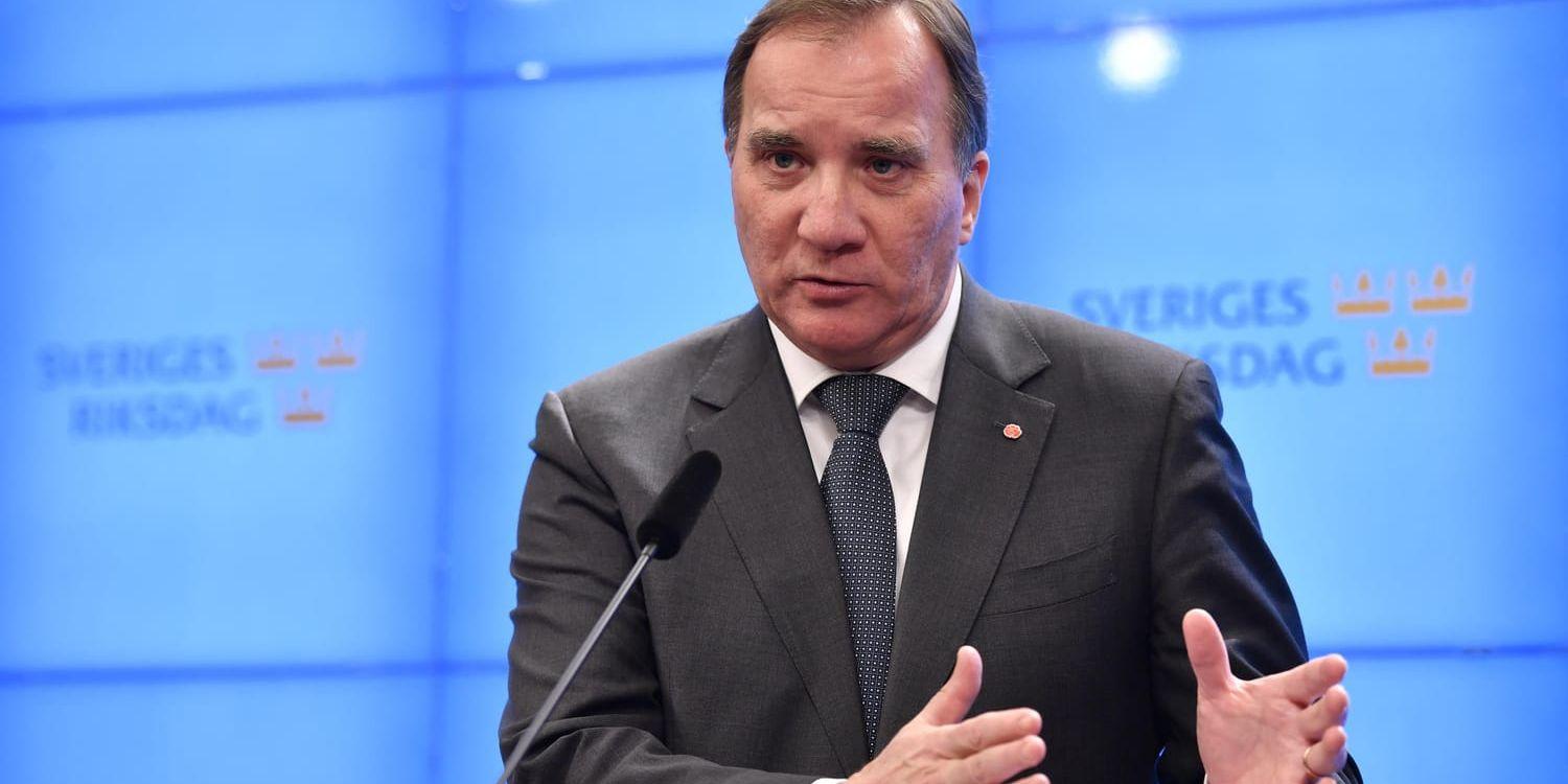Stefan Löfven (S) håller pressträff med anledning av statsministernomineringen.