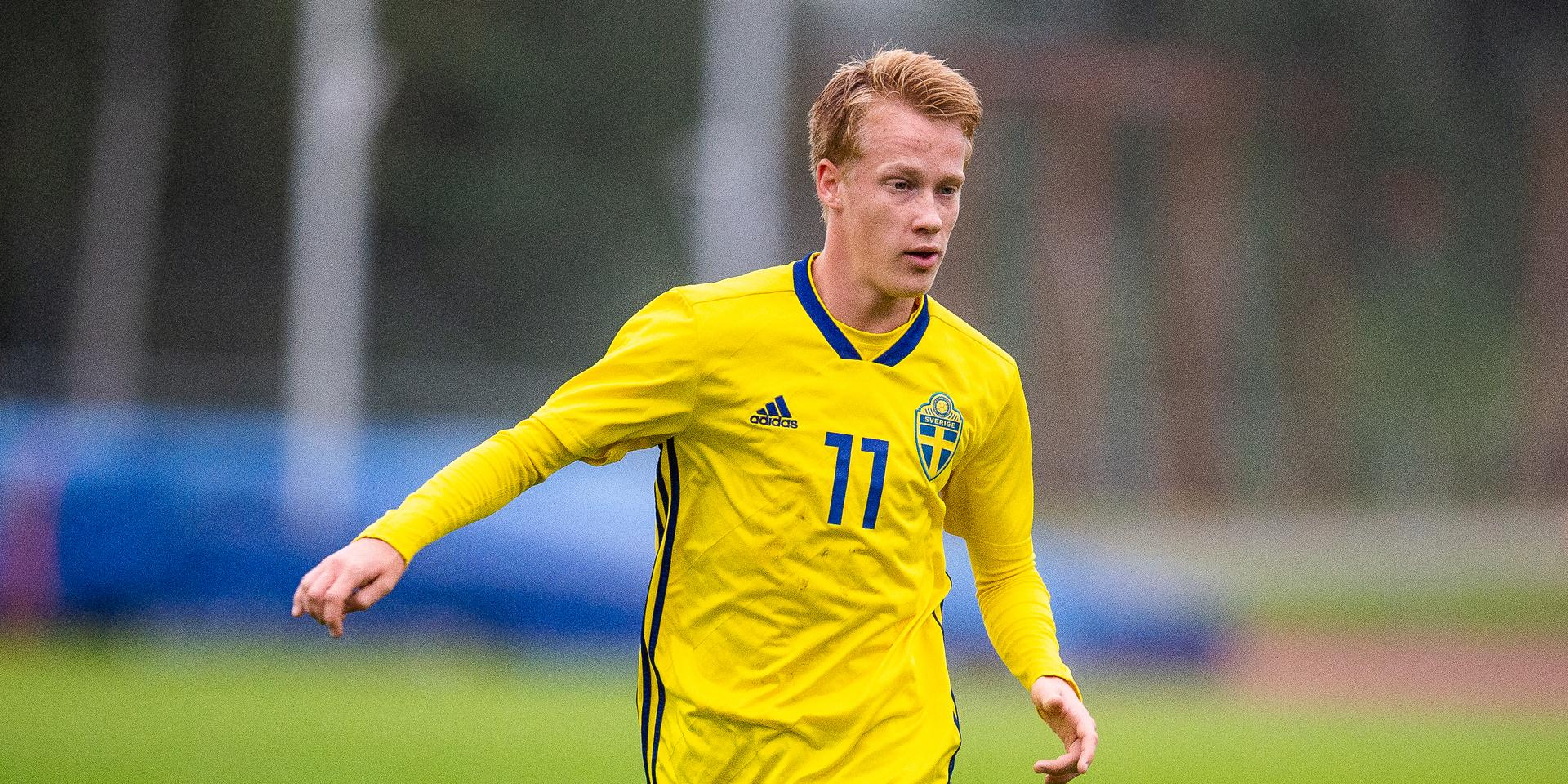 David Edvardsson under en match mellan Sverige och Österrike i september 2019.