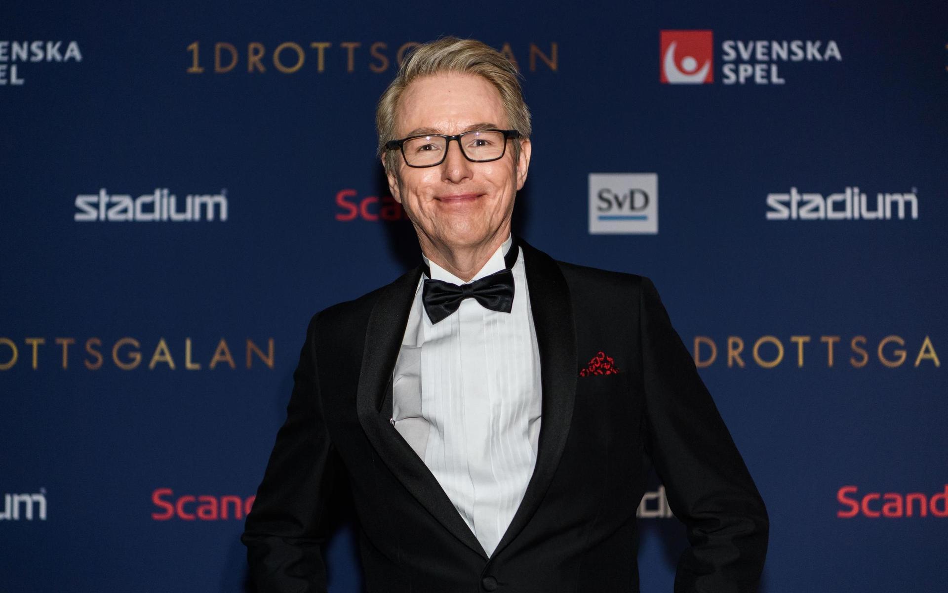 Radiosportens Bengt Skött, poserar på röda mattan  under Idrottsgalan.
