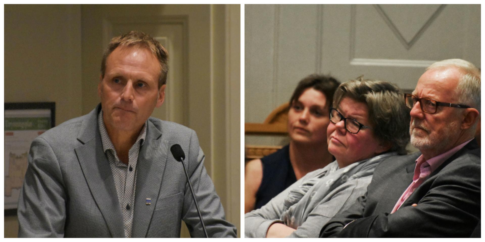 Elisabeth Johansson (C), här flankerad av Sandra Andersson (L) och Tore Lomgård (C), krävde svar av kommunalrådet Kent Hansson (S) vid torsdagens kommunfullmäktige.