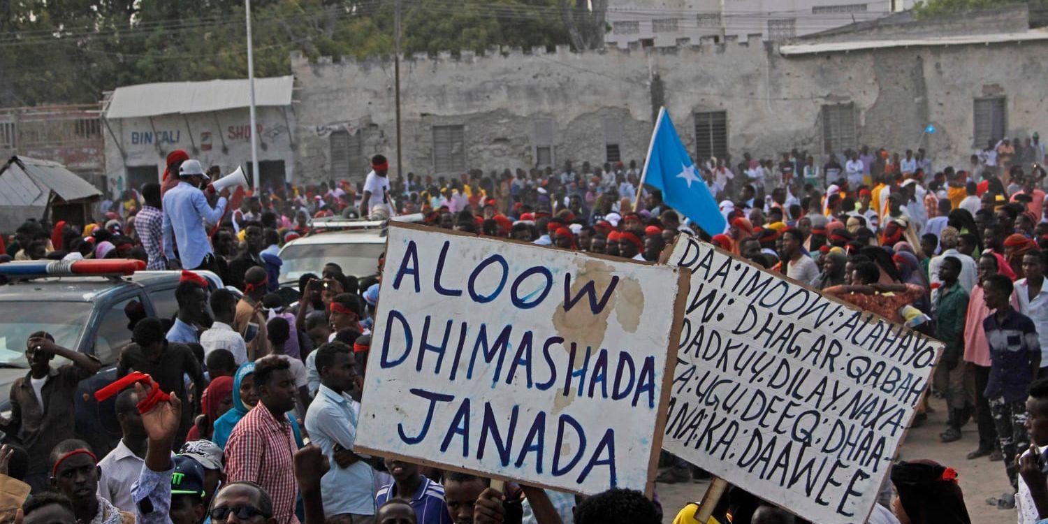 Demonstration mot al-Shabaab i Somalias huvudstad i Mogadishu i oktober.