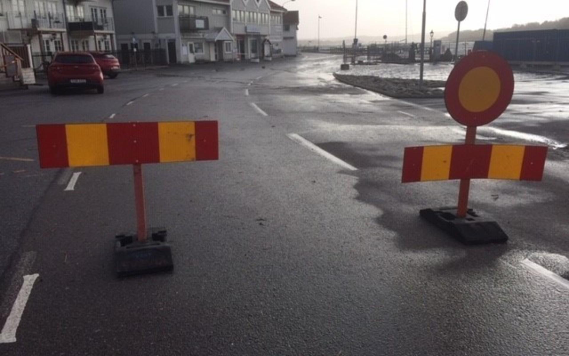 I Grebbestad spärrades torget av för trafik på måndagen.