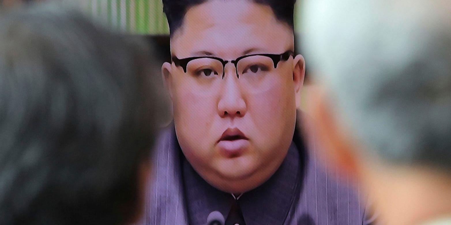 Kim Jong-Un på en tv-skärm i Sydkorea. Arkivbild.
