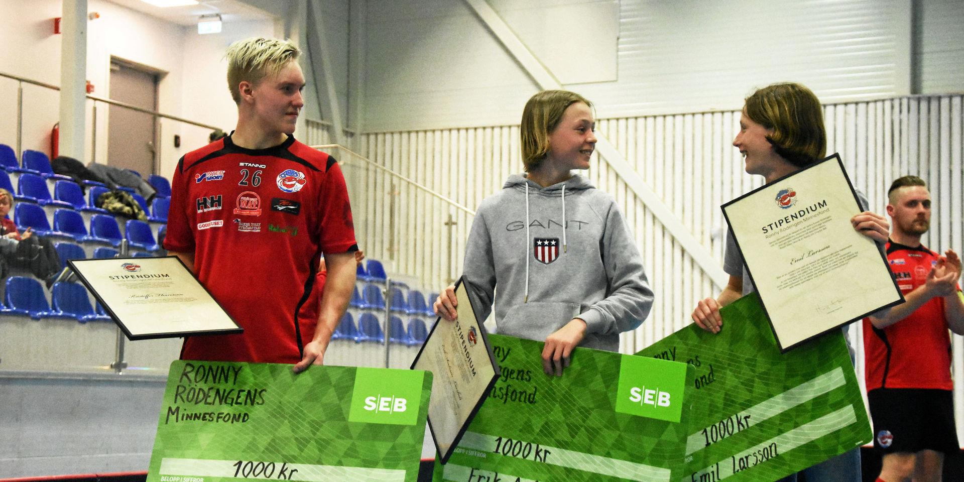 Kristoffer Thuresson, Erik Axelsson-Larsholt och Emil Larsson blev de första att ta emot stipendier ur Ronny Rödengens minnesfond.