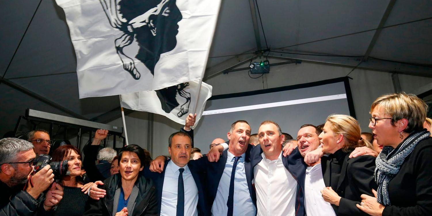 För Korsika firar valresultatet i regionalvalets andra omgång.
